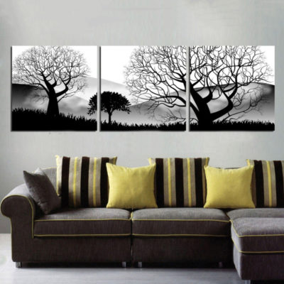 3 panel Black and white landscape tree Art canvas Canvas Pictures Wall decor 