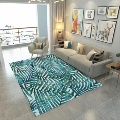 Miracille Green Leaf Home Carpet Absorbent 3d Print Door Mat Non Slip Microfiber Corridor Carpets Rug Modern Carpet 